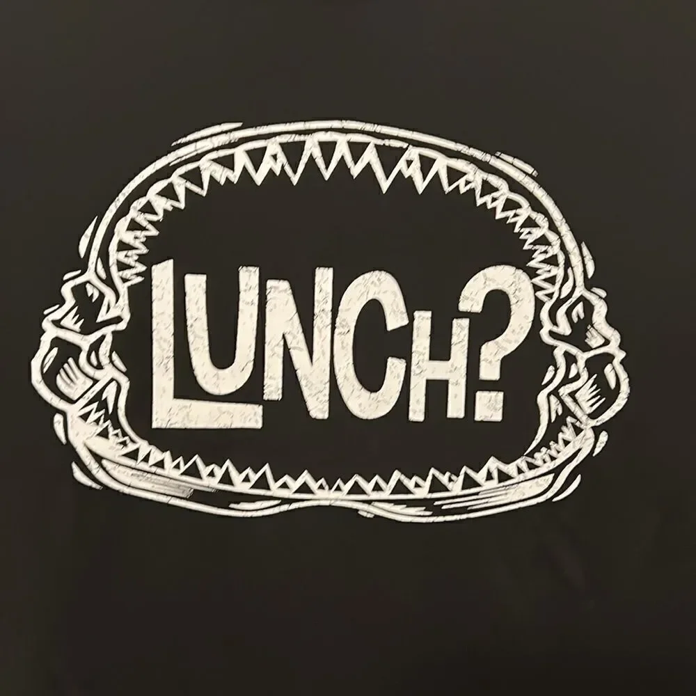 Cat & Jack youth boys size large (12/14) black Lunch swim shirt.
